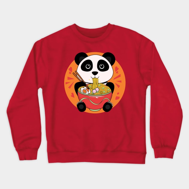 Cute baby panda eating ramen, adorable animals, wildlife, wild animals, baby panda bear Crewneck Sweatshirt by WorldOfMine